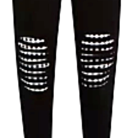 ❤️NWT VINTAGE TORRID LEGGING - SLASHED KNEE - BLACK CHECKERED UNDERLAY PLUS SIZE - Picture 8 of 13